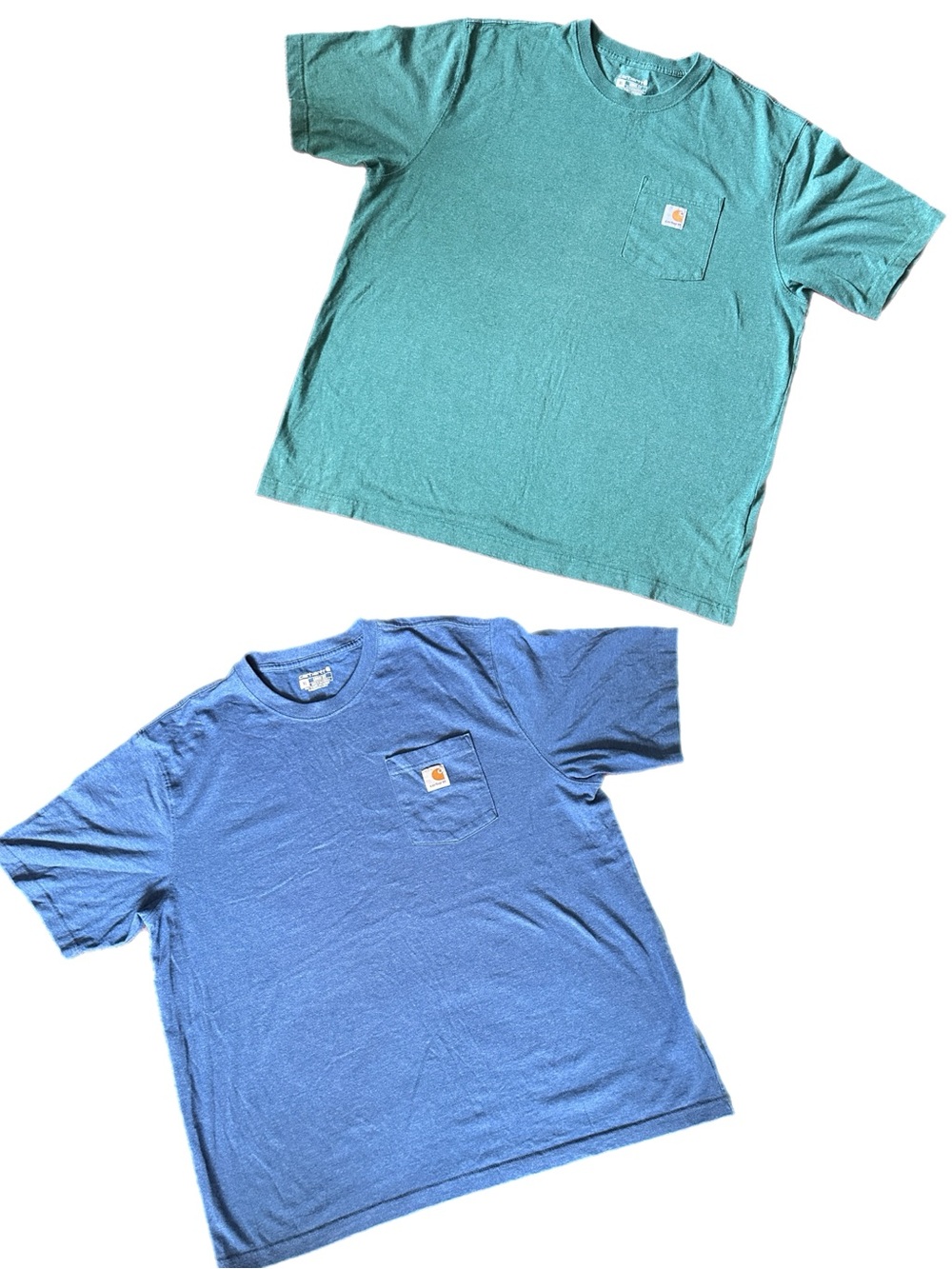Carhartt Men's Short Sleeve Pocket T-Shirt - Set of 2 Green & Blue Loose fit XL